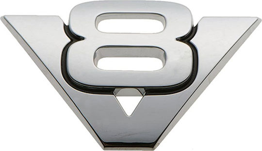 Carner Autoemblem Aufkleber ''V8'' 6 x 3.8cm in Silber Farbe 1Stück