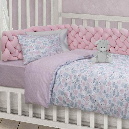 Das Home Σετ Βρεφικά Σεντόνια Κούνιας Βαμβακερά Baby Fun Ροζ 130x170εκ. 3τμχ