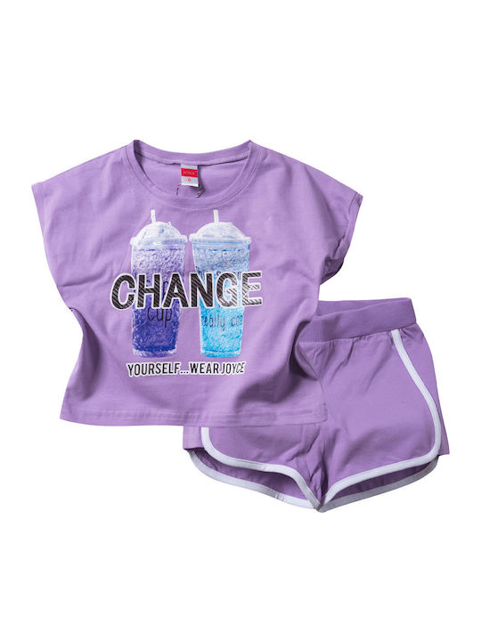 Joyce Kids Clothing Set with Purple Shorts 2 Pieces