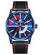 Mini Focus Ceas Barbati 46mm Baterie cu Curea din Piele Neagră