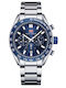 Mini Focus Men's Watch 44mm Chronograph Battery with Silver Metal Bracelet