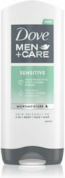 Dove Men+Care Sensitive Κρεμώδες Αφρόλουτρο για Άνδρες για Σώμα , Μαλλιά & Πρόσωπο 400ml