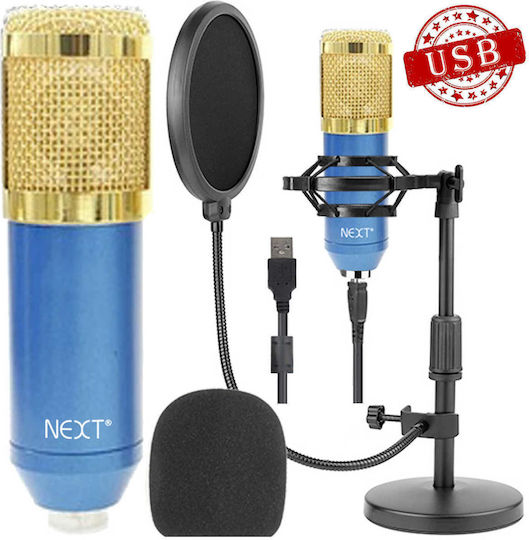 Next GS-800 Σετ Πυκνωτικό Μικρόφωνο USB Επιτραπέζιο, Shock Mounted για Φωνητικά σε Μπλε Χρώμα