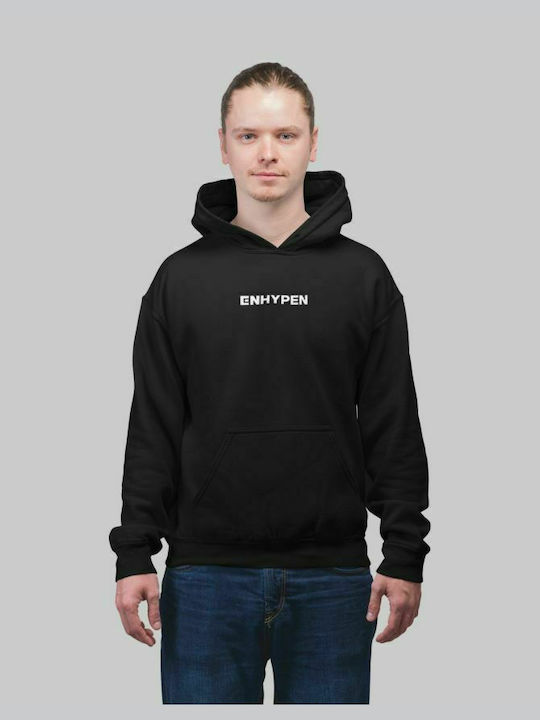 Enhypen center Hooded Sweatshirt - BLACK