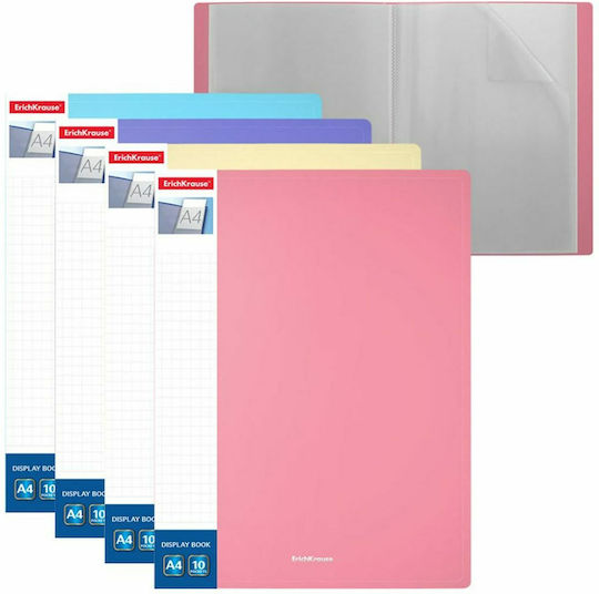 ErichKrause Mappe Suppl mit 10 Plastikhüllen Folien für Papier A4 Mat Pastel (Μiverse Farben) 1Stück