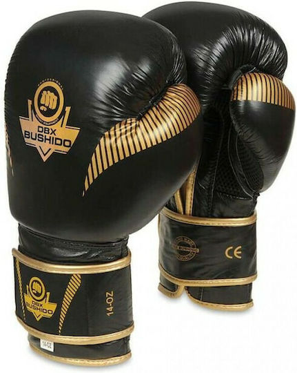 DBX Bushido B-2v13 Boxing Gloves Leather for Competition Black