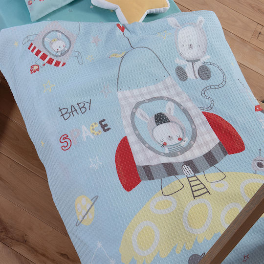 Nef-Nef Homeware Одеяло Детско легло Space Pique Синьо 110x150см.