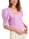 Attrattivo Women's Summer Crop Top Cotton Short Sleeve Lilacc