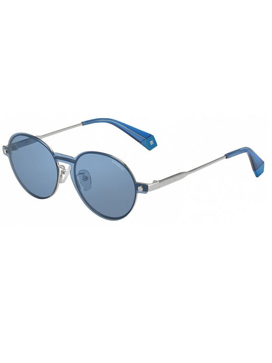 Polaroid Men's Sunglasses with Silver Metal Frame and Blue Polarized Lens PLD 6082/G/C/S PJP/XN