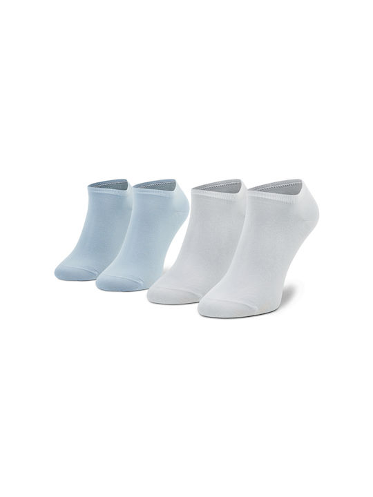 Tommy Hilfiger Women's Solid Color Socks Light Blue / White 2Pack