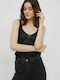 Only Women's Summer Blouse Sleeveless with V Neckline Black