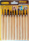 Herran Set Straight / Skewed / Pointed / Type V Chisels with Wooden Handle 10pcs