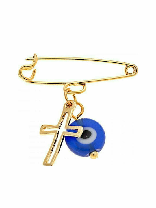 Senza Child Safety Pin made of Gold Plated Silver with Cross
