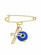 Senza Child Safety Pin made of Gold Plated Silver with Cross