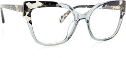 Kaleos Lazarova Plastic Eyeglass Frame Butterfly Gray LAZAROVA 4