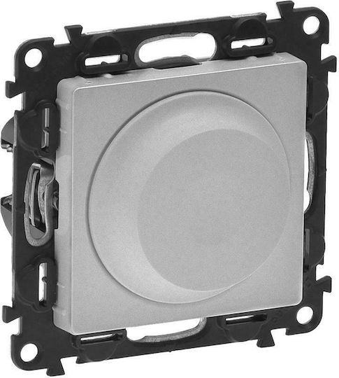 Legrand Valena Life Χωνευτός Διακόπτης Dimmer χωρίς Πλαίσιο Universal Περιστροφικός 400W σε Ασημί Χρώμα
