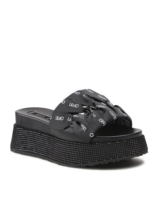 Frida Women's Leather Platform Wedge Sandals Black