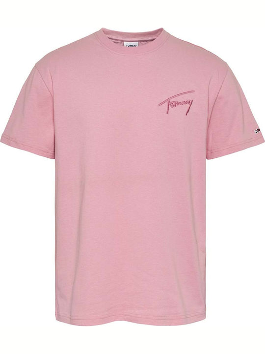 Tommy Hilfiger Ανδρικό T-shirt Ροζ με 