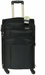 RCM 171209-24 Medium Travel Suitcase Fabric Black with 4 Wheels Height 67cm