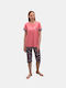 Vamp Summer Women's Pyjama Set Cotton Pink