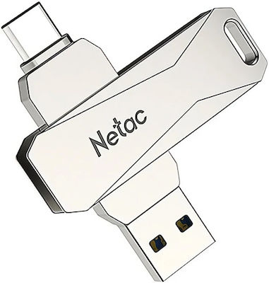 Netac U782C 128GB USB 3.0 Stick με σύνδεση USB-A & USB-C Ασημί