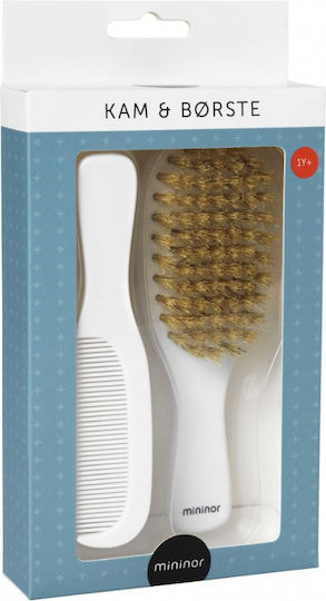 Mininor Baby Brush & Comb White 2 Pieces