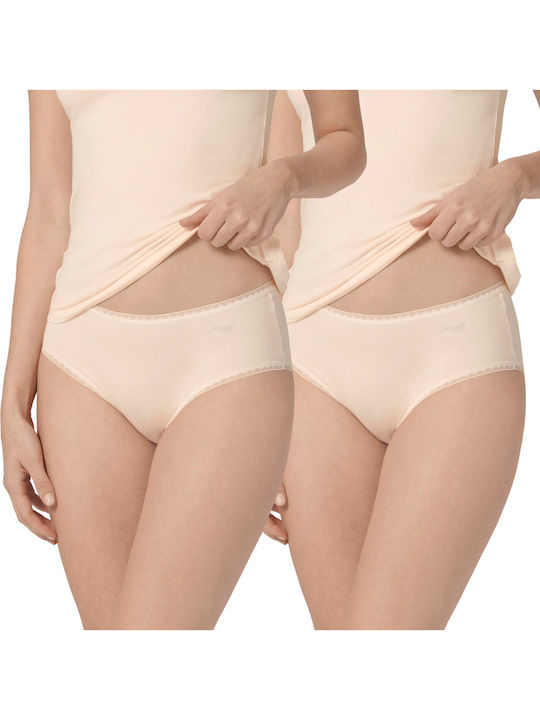 Go H Midi Βαμβακερά Damen Slip 2Pack Beige