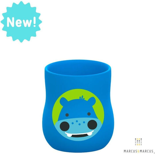 Marcus & Marcus Baby Cup Hippopotamus made of Silicone Blue 120ml for 6m+m+