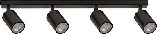 Sigma Zoom Spot cu 4 Lumini și cu Soclu GU10 în Culoare Negru