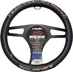 Simoni Racing Husă Volan Auto Snake cu Diametru 37-39cm. Piele Negru