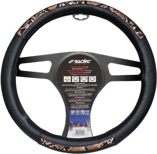 Simoni Racing Car Steering Wheel Cover Snake with Diameter 37-39cm Leather Black