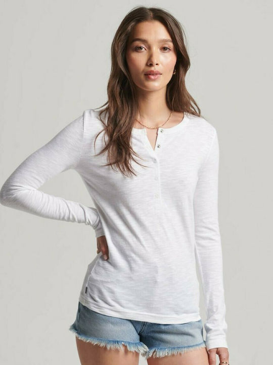 Superdry Women's Blouse Cotton Long Sleeve White