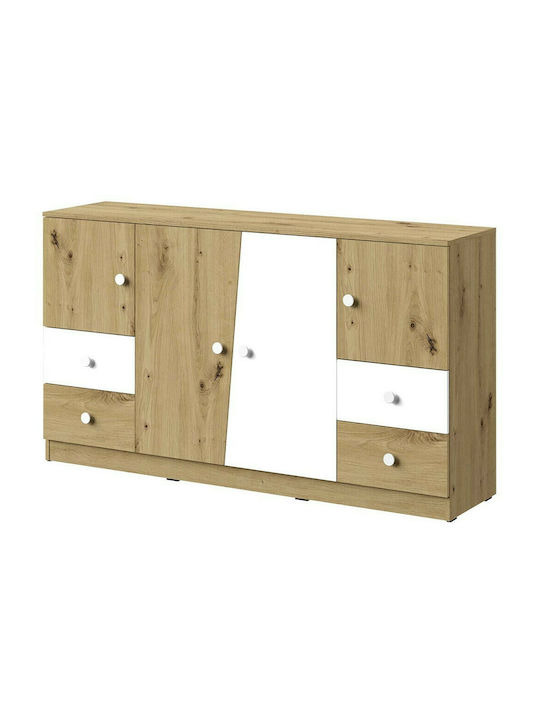 Kids Chest of Drawer Nero Φυσικό/Λευκό with 4 Drawer 160x40x90εκ.