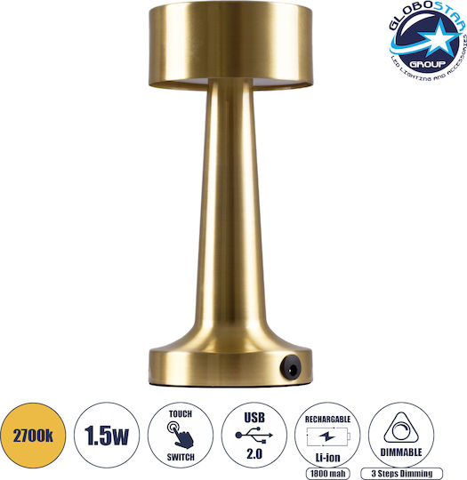 GloboStar BELLA Metall Tischlampe LED mit Gold Schirm und Basis