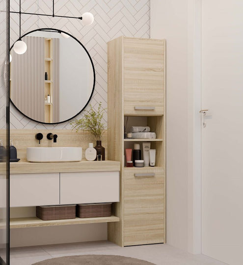 Topeshop S40 Wall Hung Cabinet Bathroom Column Cabinet L40xD30xH170cm Sonoma