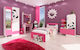 Set de Dormitor pentru Copii Panda Fuchsia 4buc cu Pat pentru Saltea 82x190buc