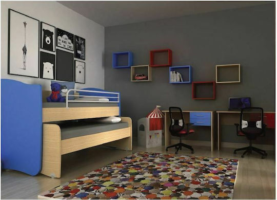 Σετ Παιδικού Δωματίου Twins Beige Eiche 3Stück mit Bett für Matratze 90x200cm