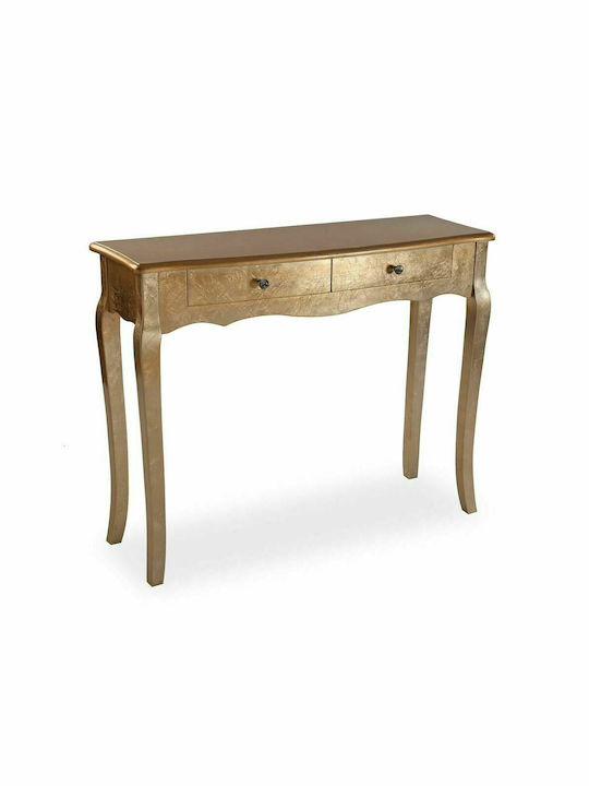 Cagliari Wooden Console Table Gold L100xW35xH80cm