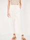 Funky Buddha High Waist Women's Jean Trousers in Baggy Line Off White