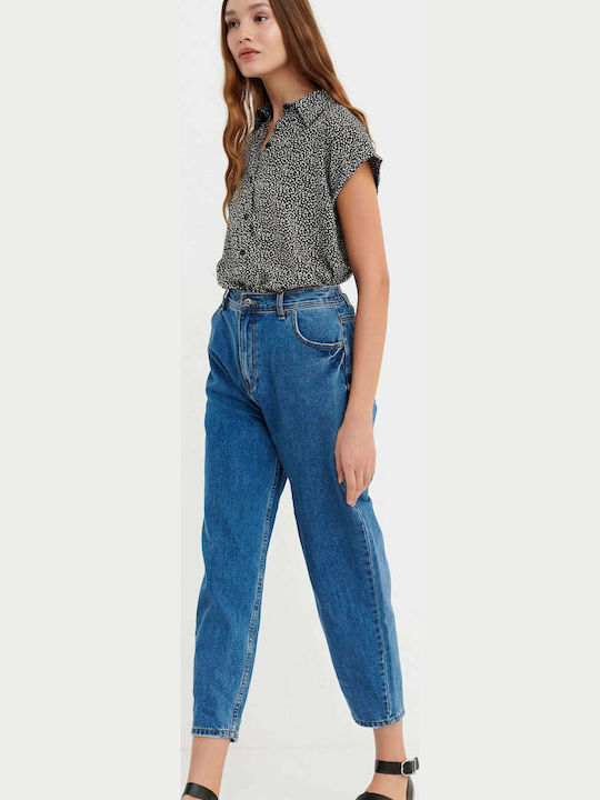 Ψηλόμεσο Γυναικείο Jean Παντελόνι σε Balloon Γραμμή Denim Blue