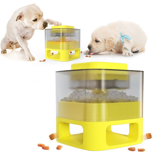 Pet Interest Square Fun Feeder Αυτόματo Μπολ Φαγητού & Νερού για Σκύλο & Γάτα με Βάση 18.6cm σε Κίτρινο Χρώμα