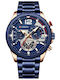 Curren Men's Watch 47mm Chronograph Battery with Blue Metal Bracelet