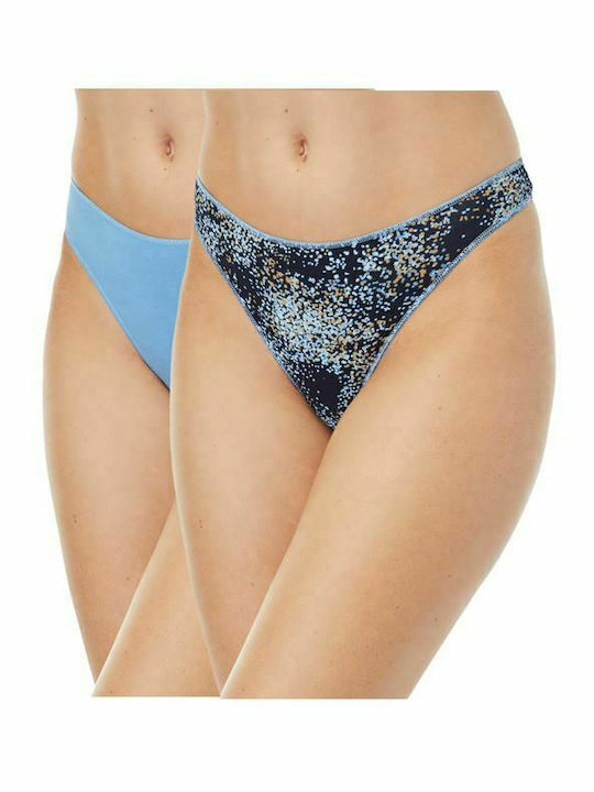 Minerva Fimelle Damen Zeichenfolge 2Pack Blau