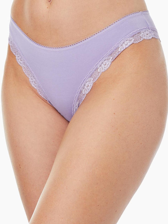 Minerva Fimelle Damen Slip mit Spitze Flieder