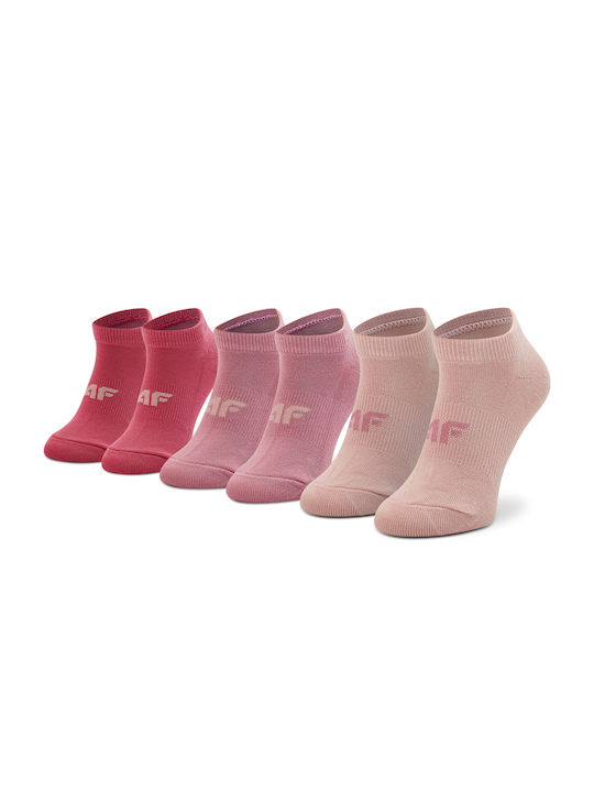 4F Girls 3 Pack Ankle Socks Pink