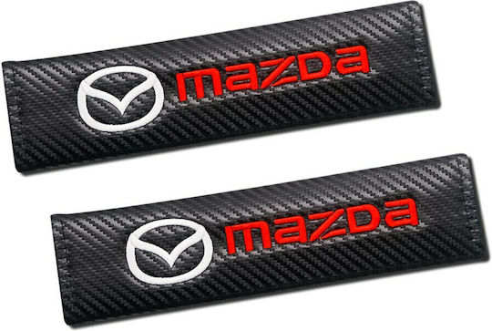 Set of 2pcs Car Seat Belt Pads Black Carbon Mazda