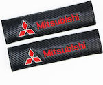 Set of 2pcs Car Seat Belt Pads Black Carbon Mitsubishi