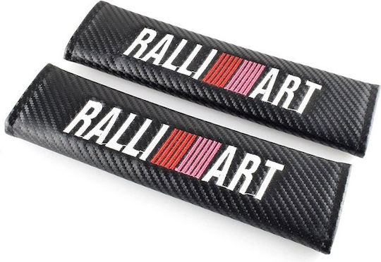 Set of 2pcs Car Seat Belt Pads Black Carbon Rally Art