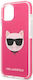 Karl Lagerfeld Choupette Head Back Cover Σιλικόνης / Πλαστικό Φούξια (iPhone 13)