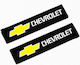 Set of 2pcs Car Seat Belt Pads Black Chevrolet White-Yellow